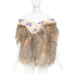 Prada 2021 Fur Floral Jacquard Clutch